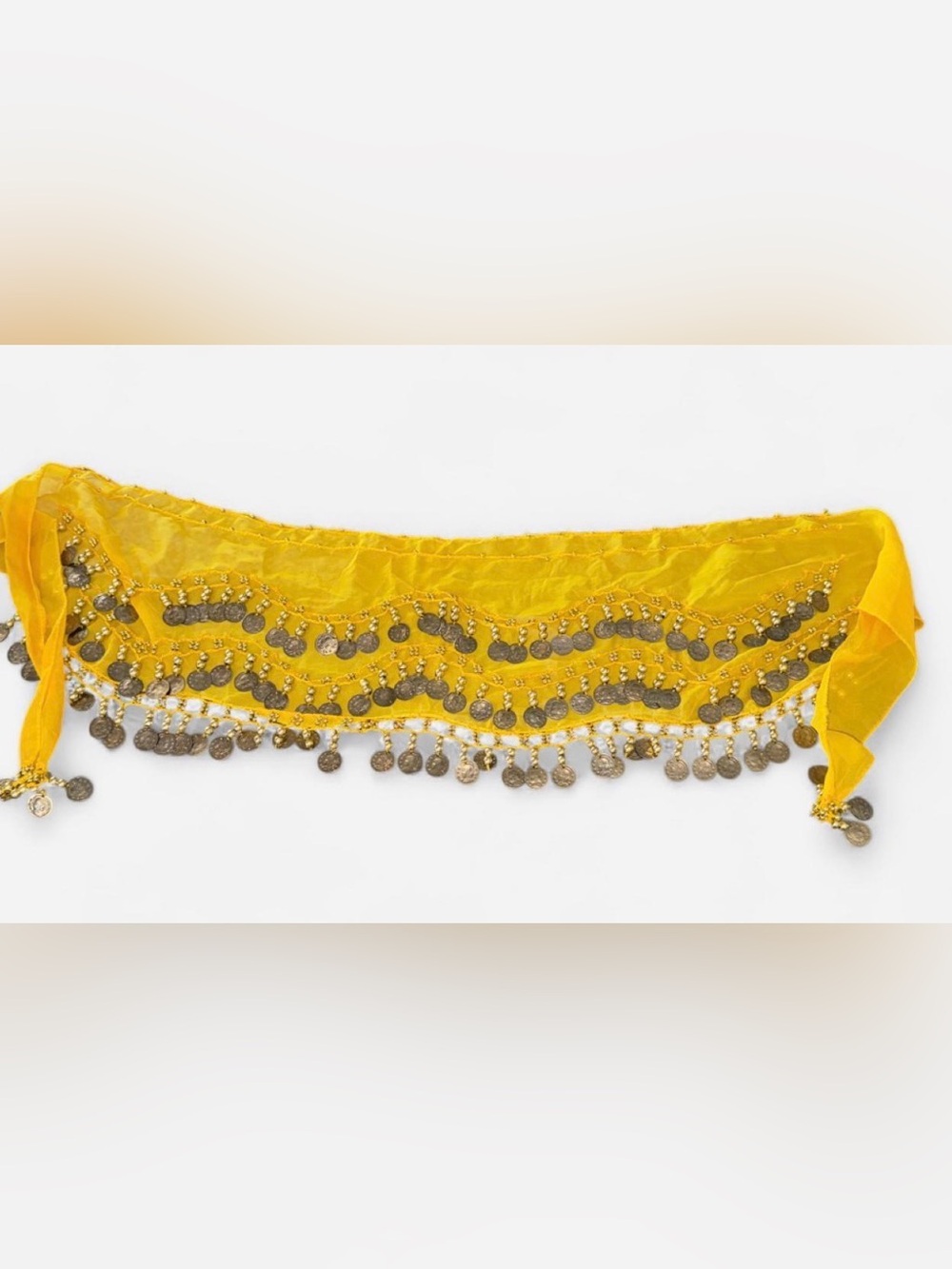 Yellow Coin Fringe Belly Dance Hip Scarf